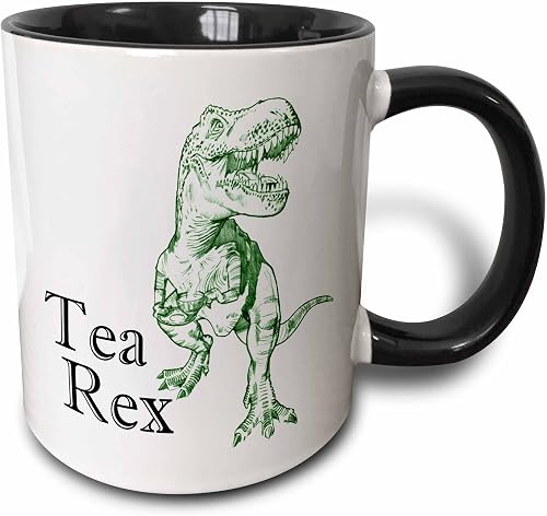 3dRose Tea Rex. 11oz Two-Tone Black Mug