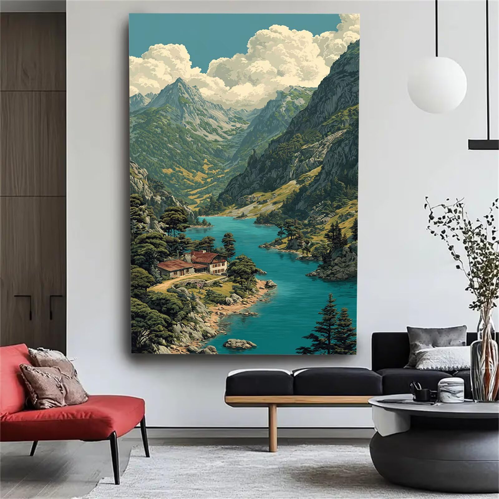 Malen nach Zahlen Erwachsene Großes Format 70x120cm, Natur Panorama DIY Malset Komplettset auf Leinwand, Ohne Rahmen Acryl Ölgemälde Malen nach Zahlen Landschaft, Geschenk für Frauen, w-1046k