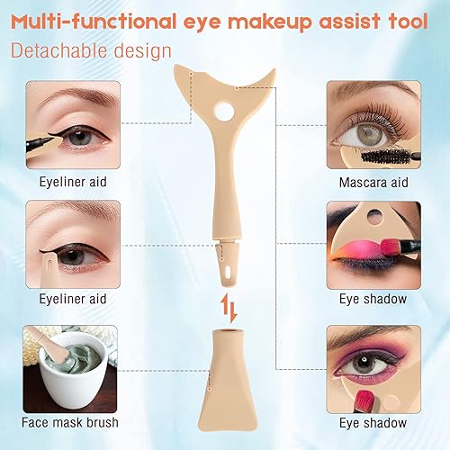 Miniatura 3 de VEPHYDO Soporte para brochas de maquillaje de viaje, juego organizador de brochas de maquillaje con plantillas de maquillaje de ojos, estuche de