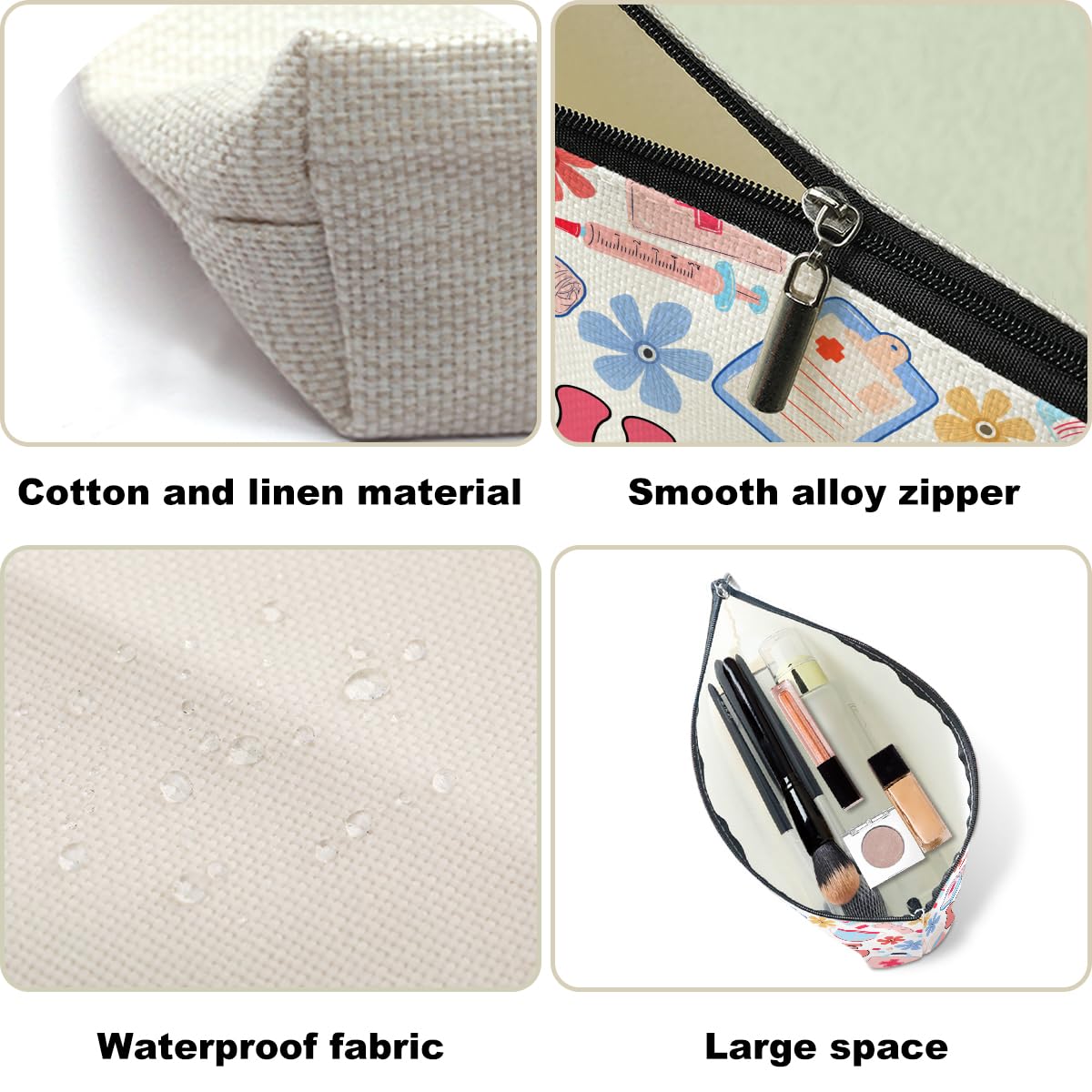 Bolsa de cosméticos para enfermera, regalos de enfermera, bolsa de maquillaje de agradecimiento para enfermeras, regalo de cumpleaños, regalo de enfermería, artículos esenciales para estudiantes