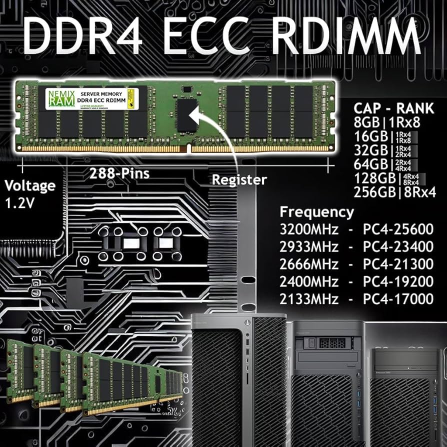 NEMIX RAM 16GB (1X16GB) DDR4 2400MHZ PC4-19200 1Rx4 1.2V
