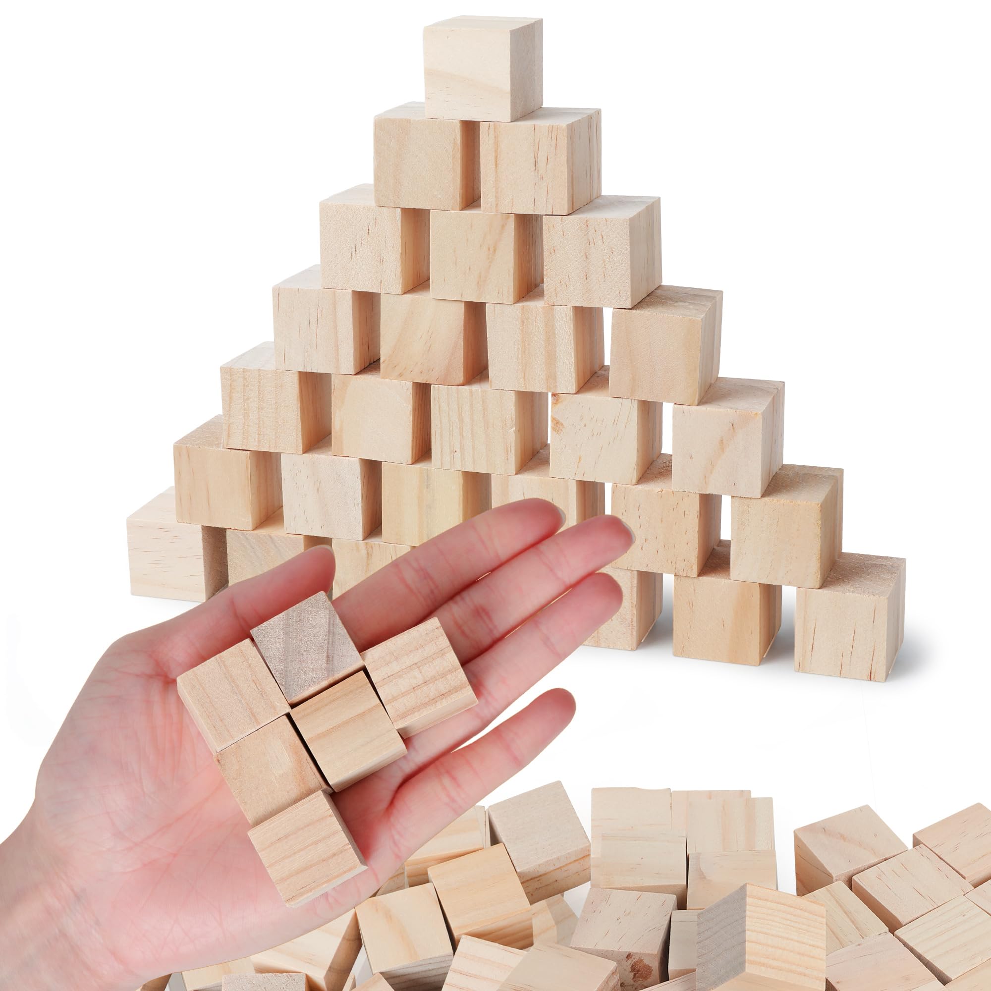 20 Cubetti Di Legno Naturali 2x2x2 Cm &ndash; Blocchi Artigianali Non Finiti Per Creativit&agrave;