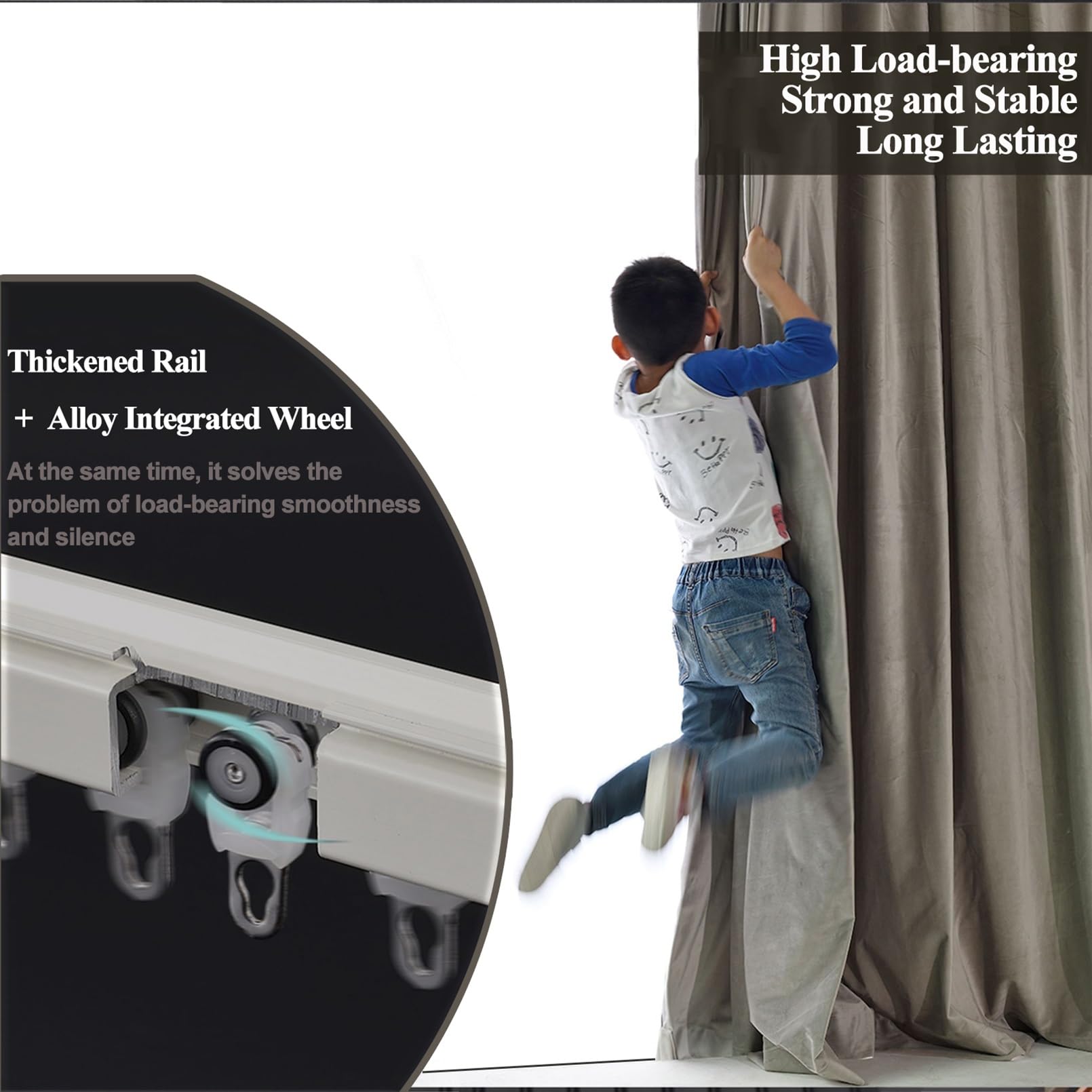 1-6m Rail De Plafond, Montage Au Plafond Ou Au Mur, Rails De Rideaux Robustes,Tringles À Rideaux En Aluminium, Pour Diviseur De Pièce(White-B,4.2m(3 * 1.4m))