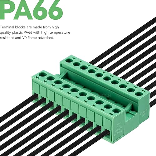 Miniatura 3 de JANDECCN 4 conectores de bloque de terminales de tornillo de montaje en PCB de 10 pines de 0200in con 4 conectores de 10 pines
