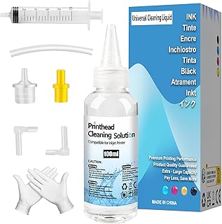Druckkopfreinigungsset Düsenreiniger 100ml Druckkopfreinigungslösung Kompatibel mit HP Epson Canon Brother Samsung und Kodak Tintenstrahldruckern