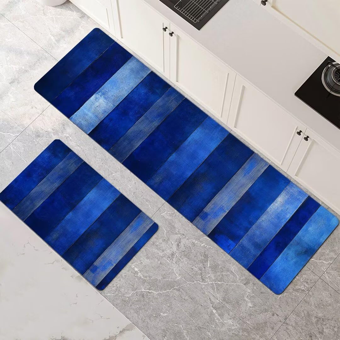 Alfombra baño secado rapido alfombras cocina 2 piezas antideslizantes lavables azul