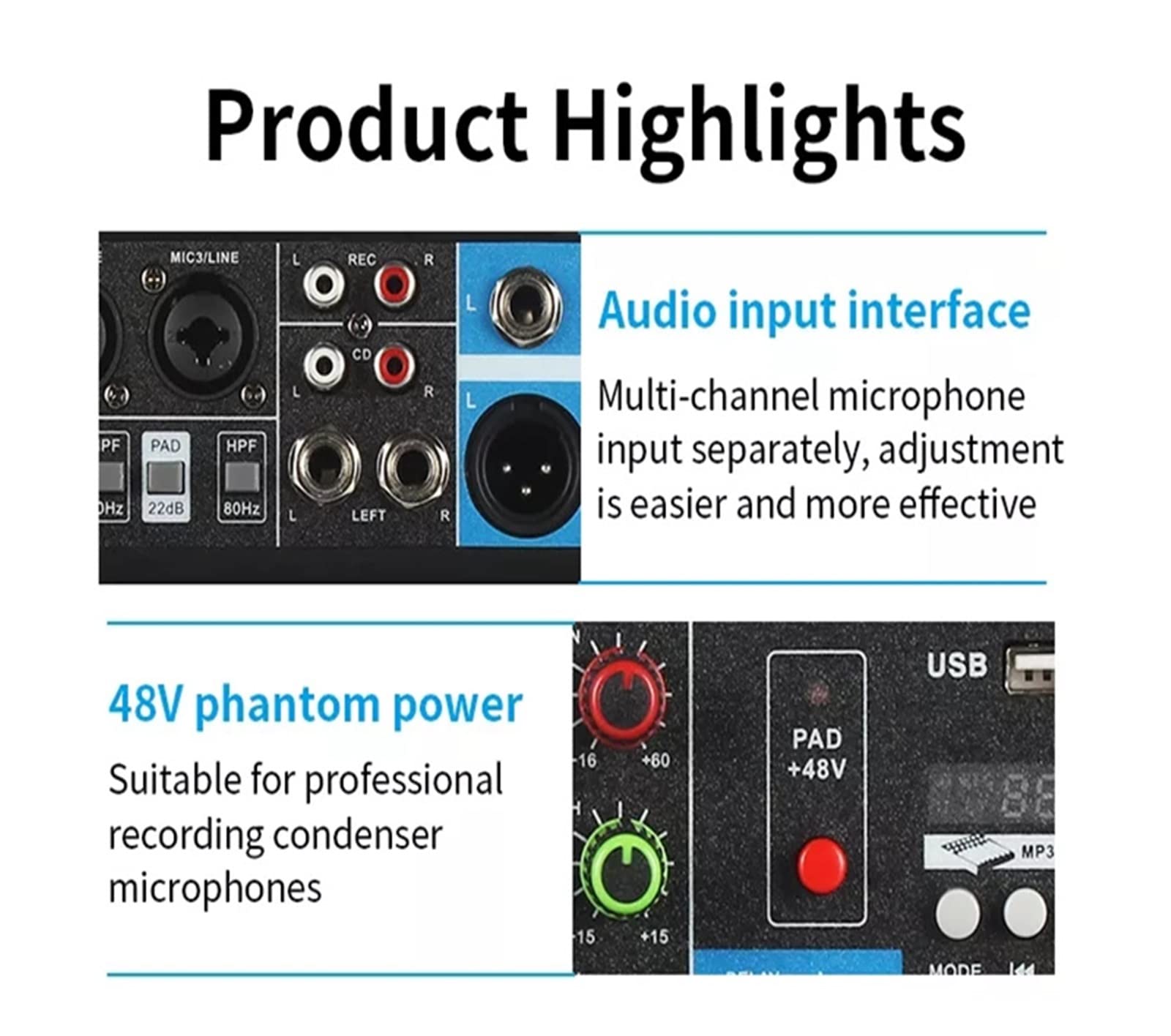 Amazon.co.jp: オーディオミキサー 5 チャンネル ポータブル