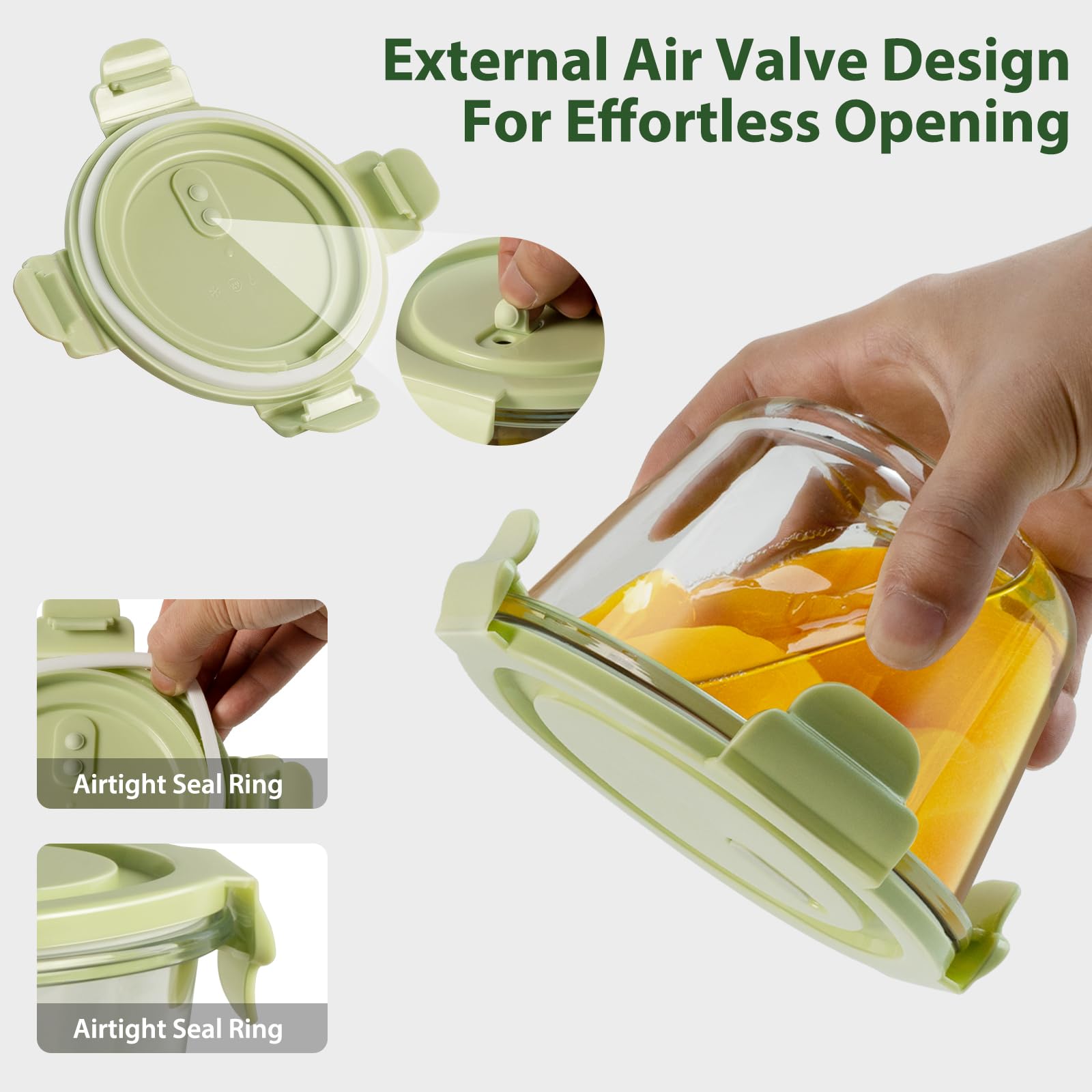 Juego de 8 recipientes de vidrio para preparación de comidas con tapas, herméticos, 2 tazas, recipientes de vidrio resistentes al calor, sin BPA, para sobras de sopa, microondas, lavavajillas y