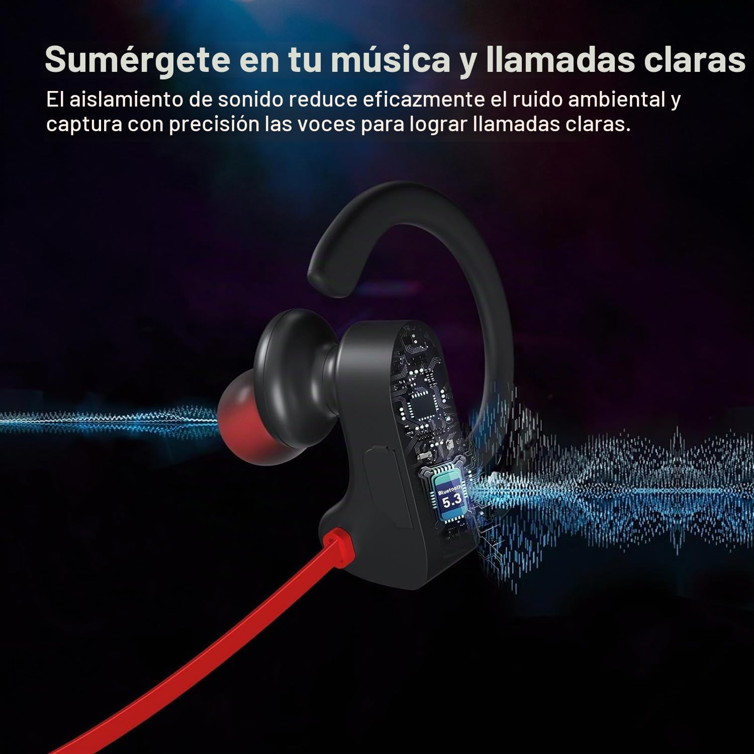 Auriculares Inalambricos Bluetooth Deportivos, Auriculares Deportivos Bluetooth, Bluetooth 5.3, Impermeabilidad IPX7 Auriculares Bluetooth para Running Ciclismo Fitness Oficina