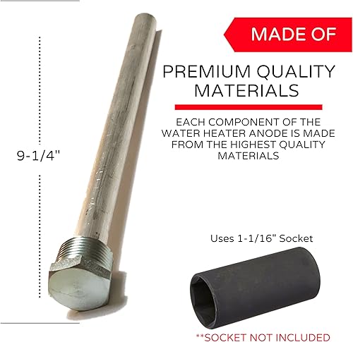 Miniatura 3 de Varilla de ánodo para autocaravana, calentador de agua de magnesio, protección del tanque para su inversión: 9.25 pulgadas de largo ¾ pulgadas hilos