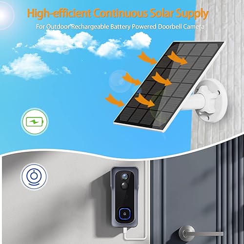 Miniatura 2 de Lybuorze Panel solar para cámara de seguridad, panel solar para cámara exterior de 5 V, panel solar con puerto micro USB y USB-C, cargador solar
