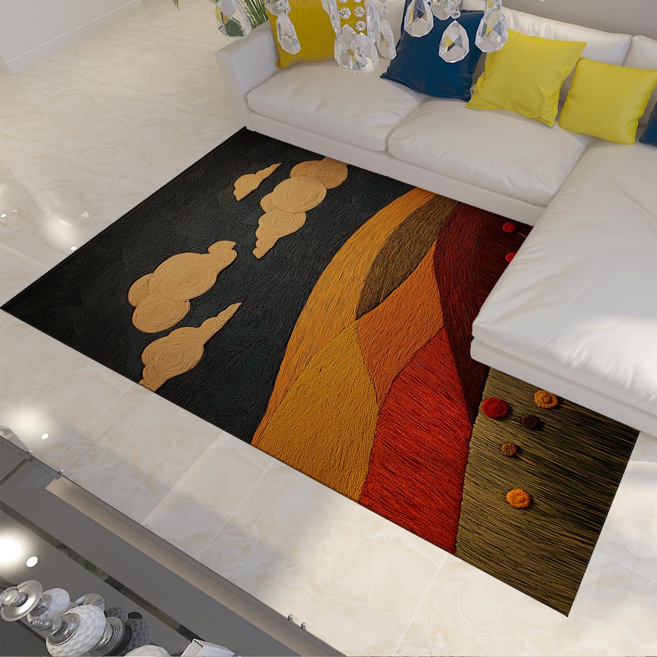 Tapis vintage d’intérieur pour salon 160x230cm au motif bohemie abstrait