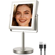 1X/10X Makeup Mirror with Lights, Double Sided, Brushed Nickel