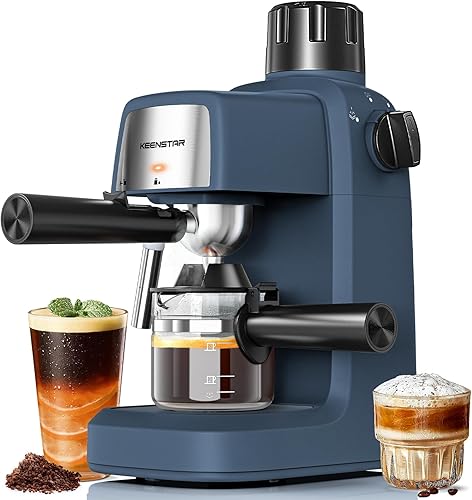 KEENSTAR Máquina de café expreso de 3.5 bar con espumador de leche, máquina compacta de espresso y capuchino de 800 W con función de