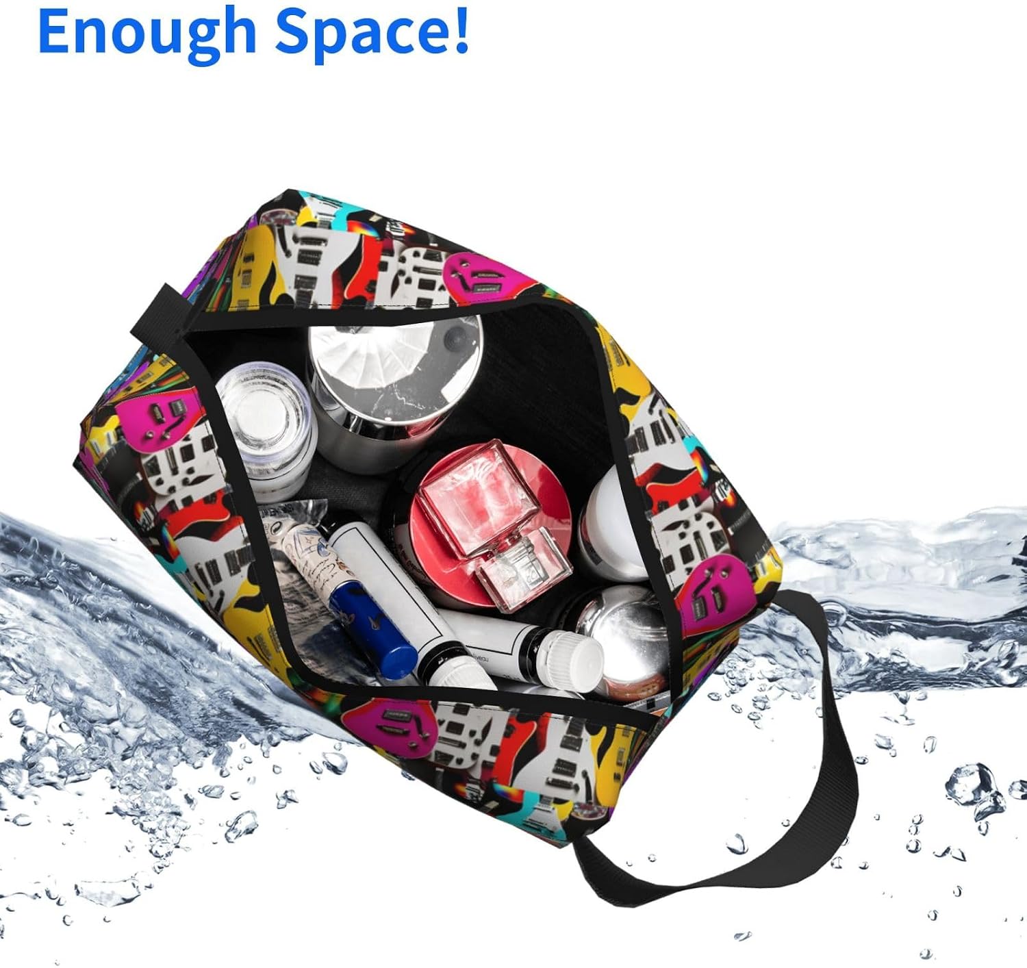 Colorful Guitars Print Large Capacity Travel Toiletry Bag for Women Men Cosmetic Pouch Daily Organizer image 5