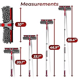 DSV Standard Squeegee Window Cleaner Tool 2-in-1 Window Squeegee for Window Cleaning, 60 Window Cleaning Squeegee Kit with Bendable Head, Window Cleaning Tool With Extension Pole for Home, Car, Glass