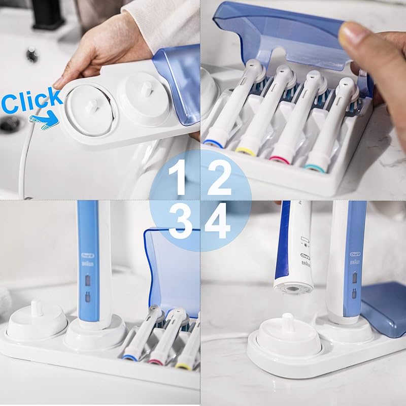 Poketech Elektromos Fogkefe Tartó Oral-B Kompatibilis 4 Fejhez Töltővel