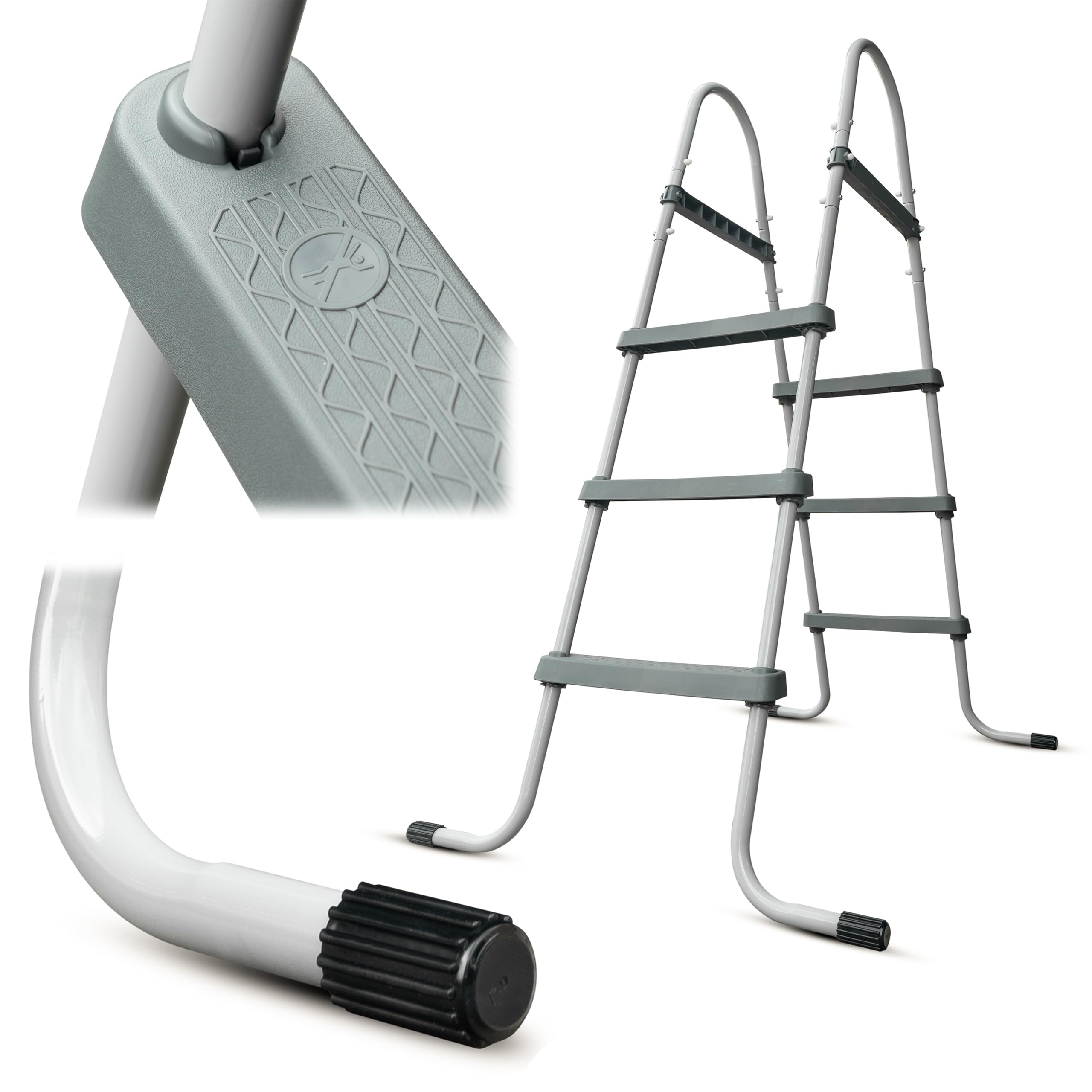 Échelle de piscine stable en métal jusqu'à 107 cm, escalier de sécurité avec larges marches