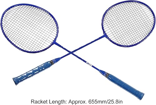 Miniatura 4 de Juego de 2 raquetas de bádminton para juegos de patio al aire libre, juego recreativo, principiantes, raqueta de bádminton, ligera y cómoda,