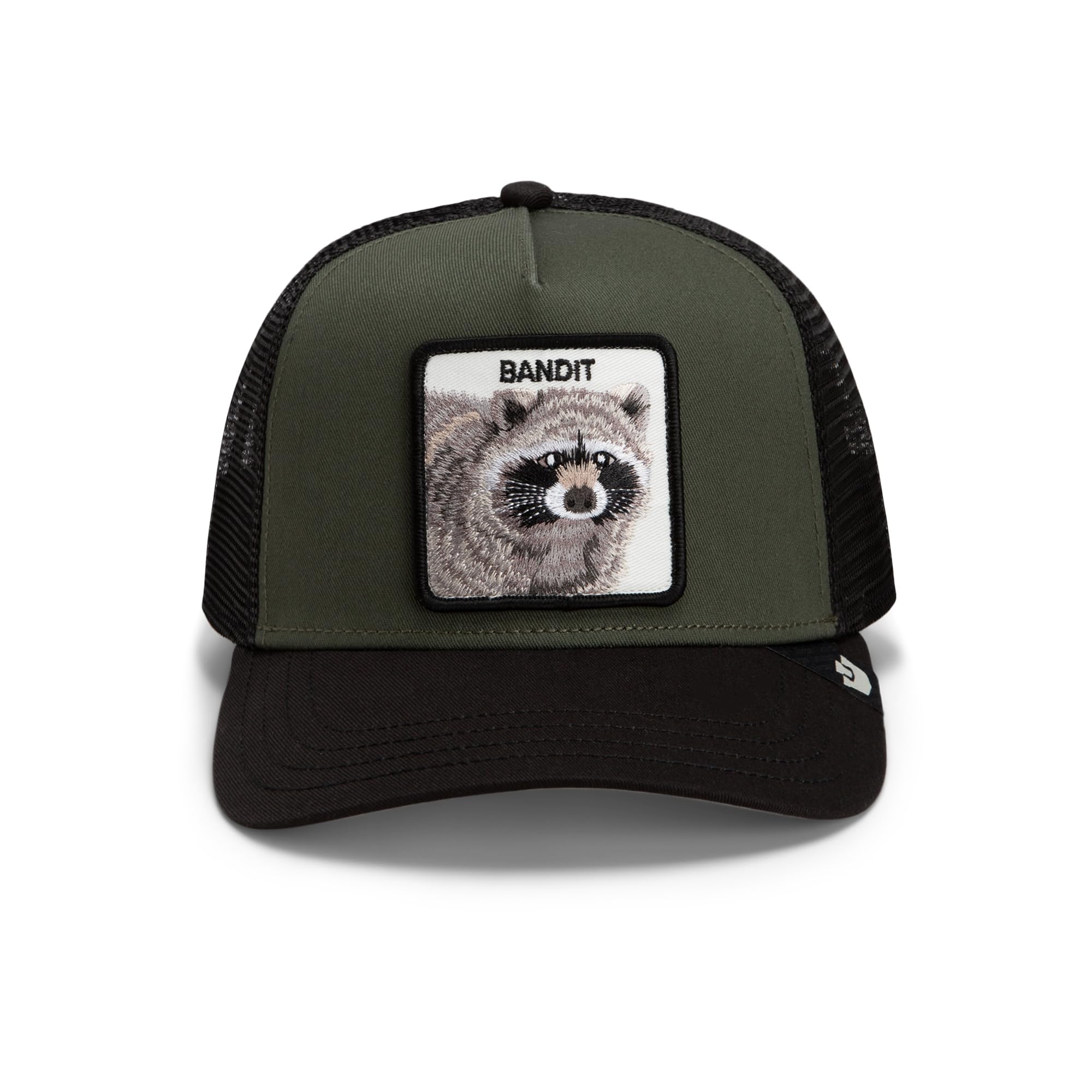 Bandit Trucker Hat with Embroidered Raccoon Patch