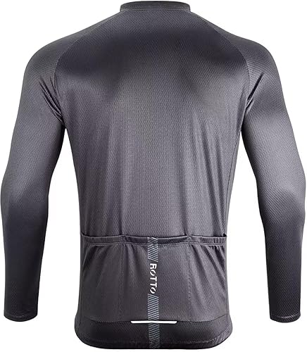 Miniatura 2 de ROTTO Camiseta de ciclismo para hombre, manga larga, línea simple, serie