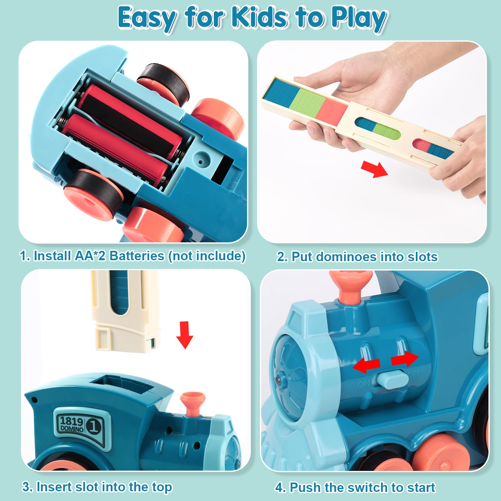Tren De Dominó Automático – 60 Bloques Con Luces Y Música – Juego Educativo STEM Para Niños +3 Años