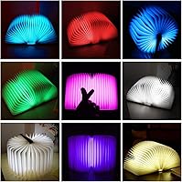 Vista 17 de XIUDI 8 Colors Small Folding Book Lamp,Wooden Book Lights,Upgraded Version Portable Desk Light,Novelty LED Paper Lantern with USB Rechargeable Night
