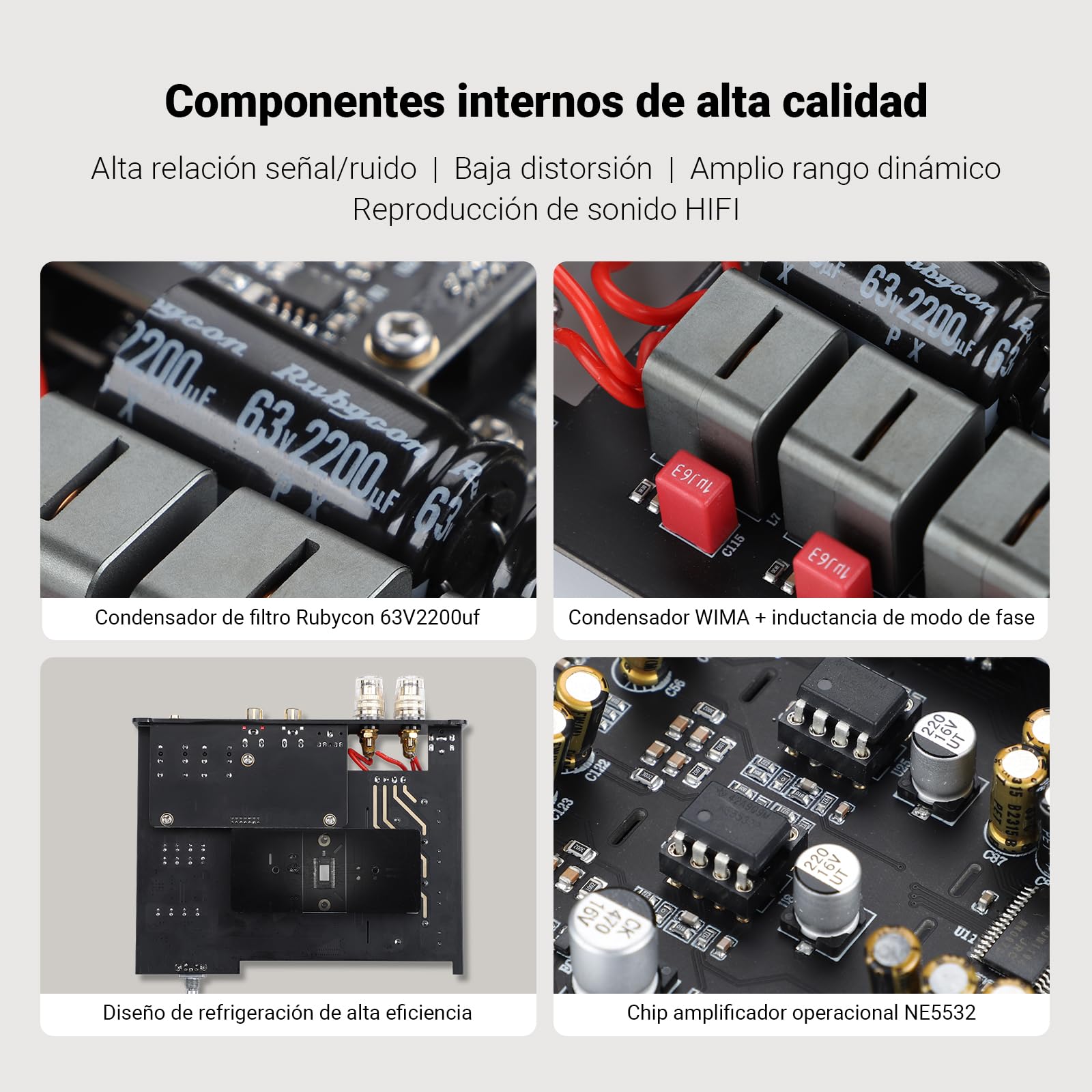 AIYIMA A80 Amplificador de potencia DAC con PFFB TPA3255D2 Estéreo HiFi 2.0 Canal Clase D Amplificador Bluetooth 300Wx2 ESS9038Q2M Decodificador con PC-USB Coaxial Óptico TRS Entrada RCA