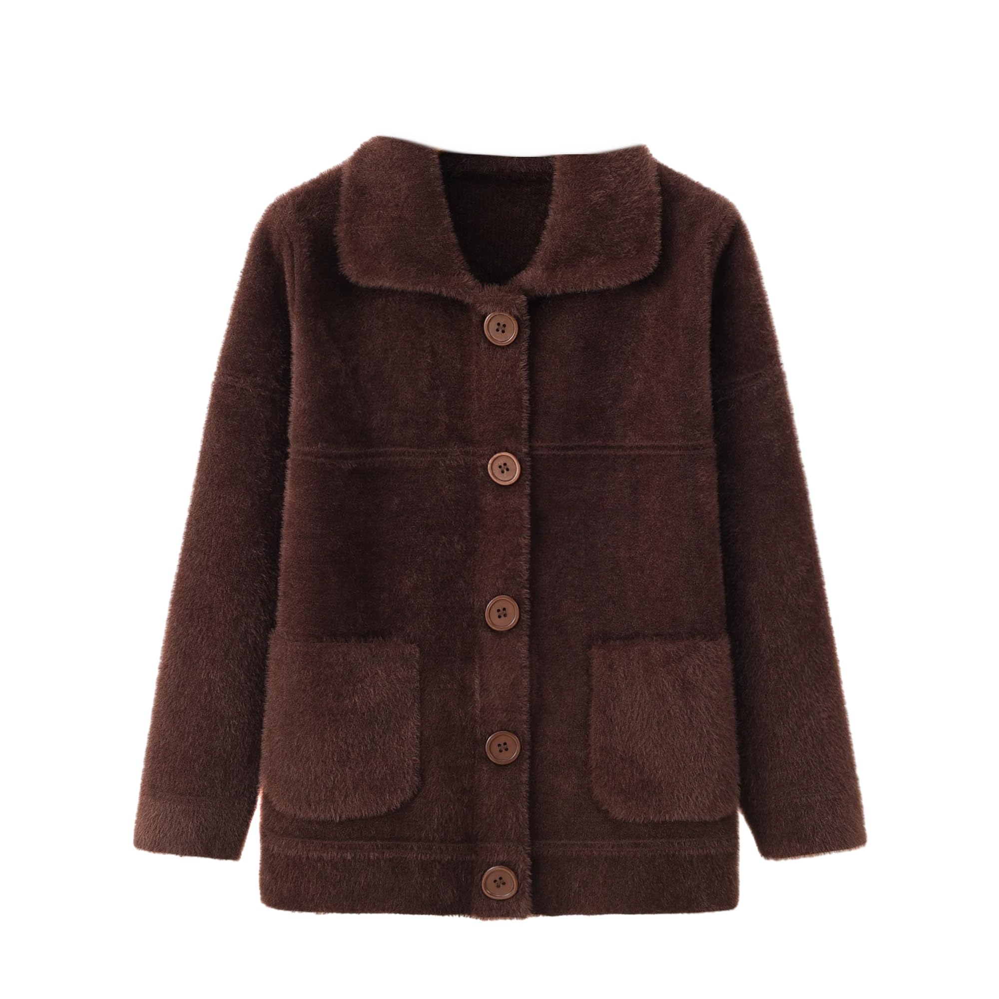 ORDOBO Strickjacke Für Damen - Mutter Mittleren Alters, Herbst-Winter-Strickjacke, Einfacher Samt, Dicker Warmer Mantel, 4XL, Übergröße, Vintage-Strickoberteile