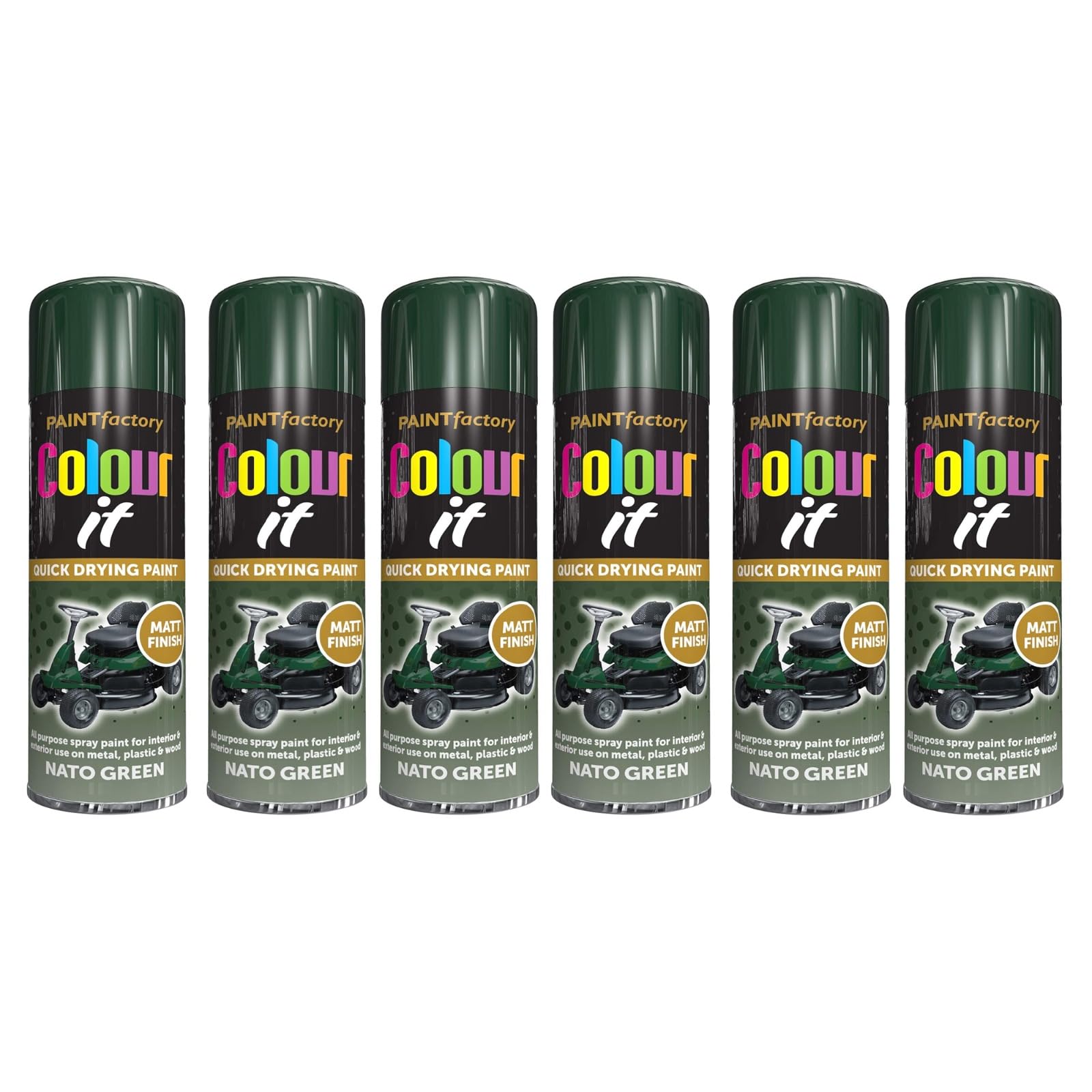 YSAMAX NATO Green Matt Finish Spray Paint, Military-Inspired Designs, Uniform Finish, Quick Drying Formula, Ideal For Both Interior And Exterior Use, 250ML, (6PCS)