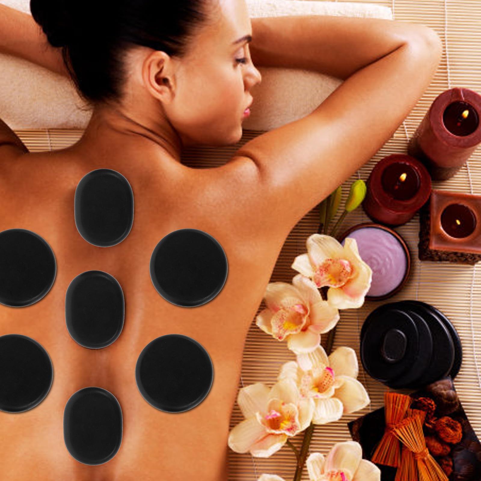 6 Stück Runde Massagesteine aus Bian Stein für Heim Spa