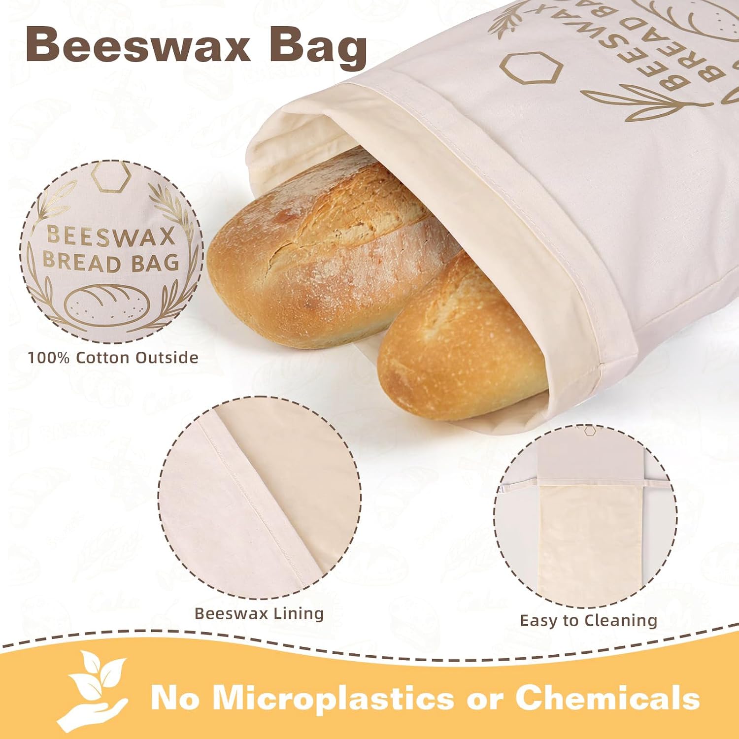 Beeswax Bread Bag for Sourdough Homemade Bread bags XL Reusable Storage Bag image 3