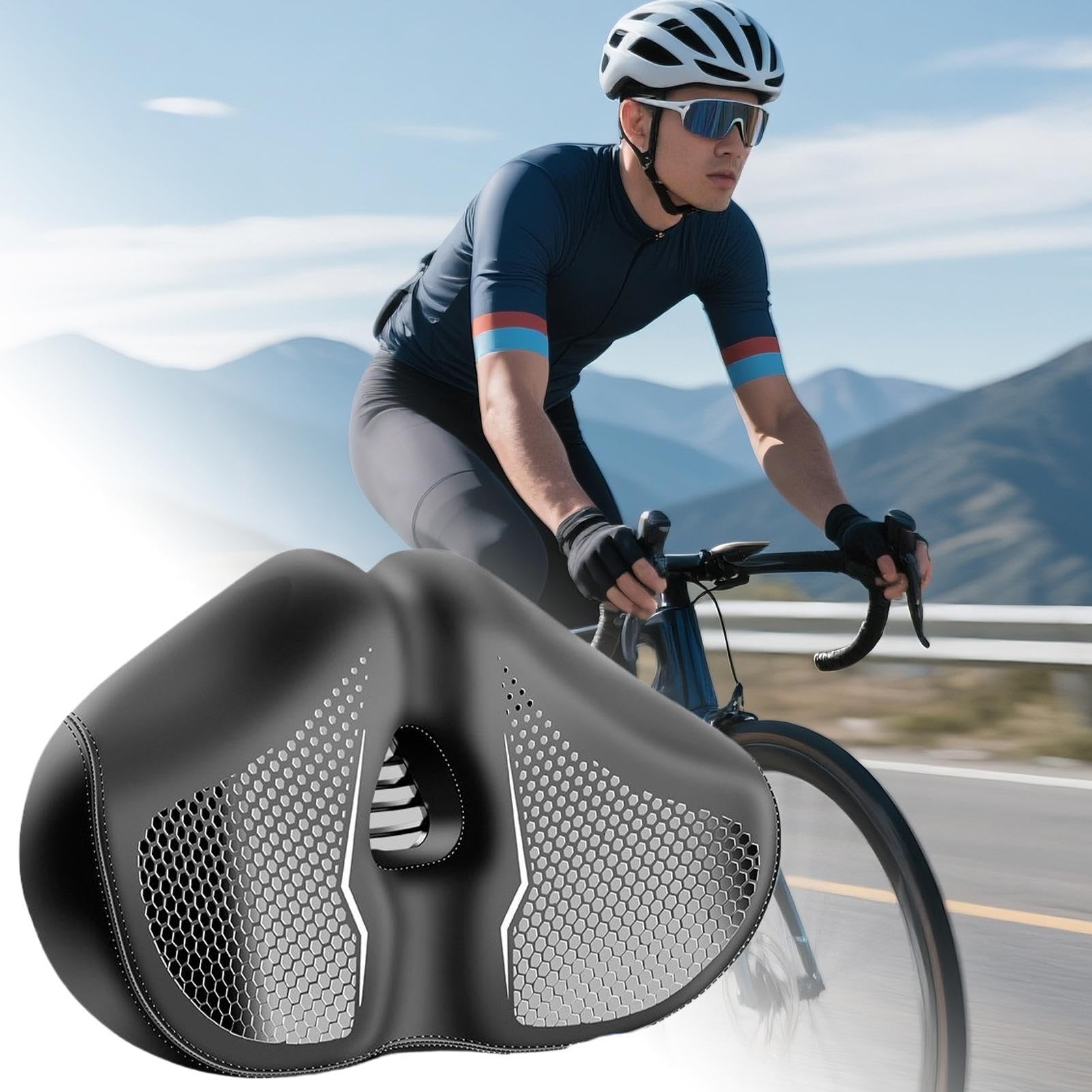Sella per bicicletta da uomo, traspirante, ammortizzante, antiscivolo, per donne e ragazzi, per bici da touring, per cruiser, ragazzi e fitness