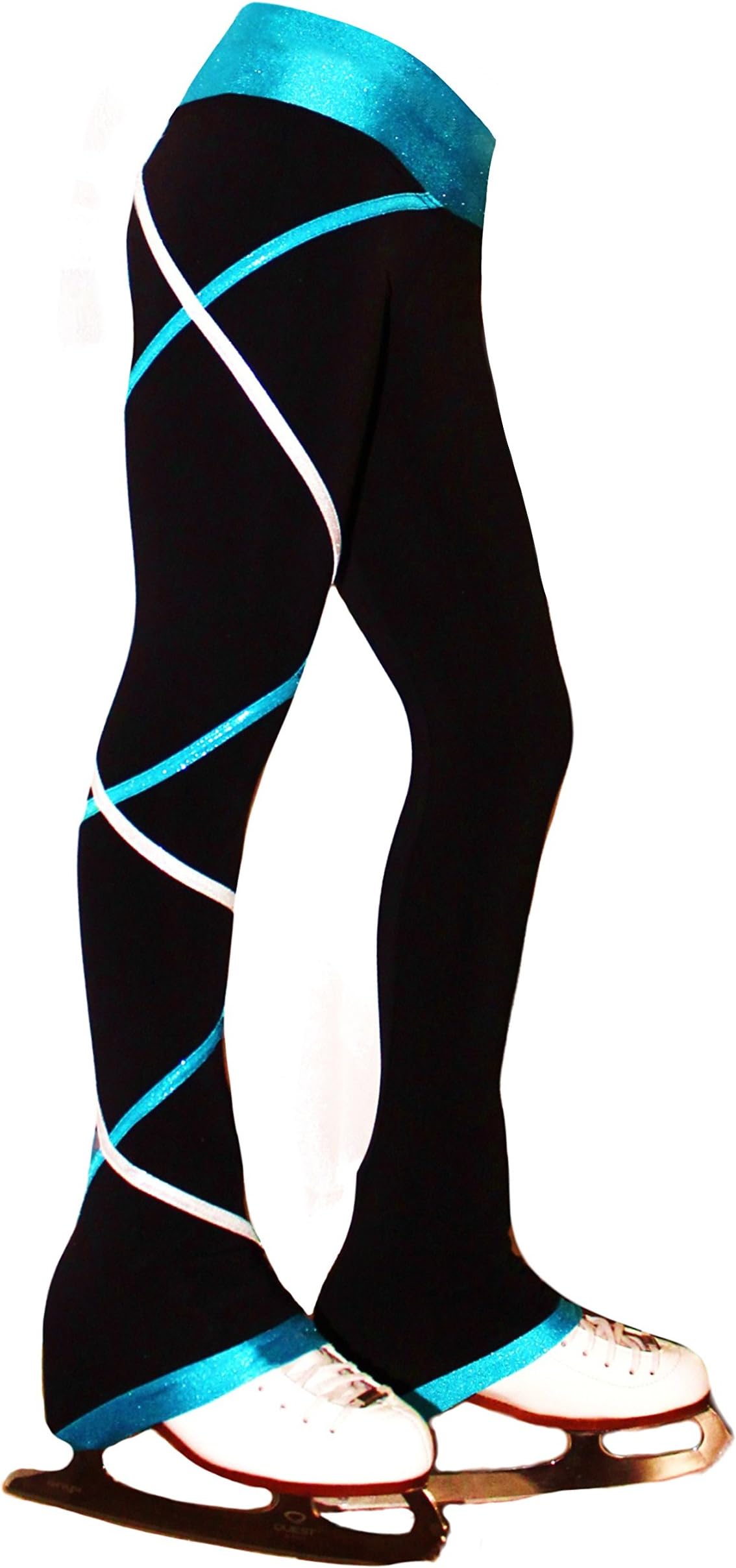 Ice FireFigure Skating Criss Cross Pants - Silver/Turquoise