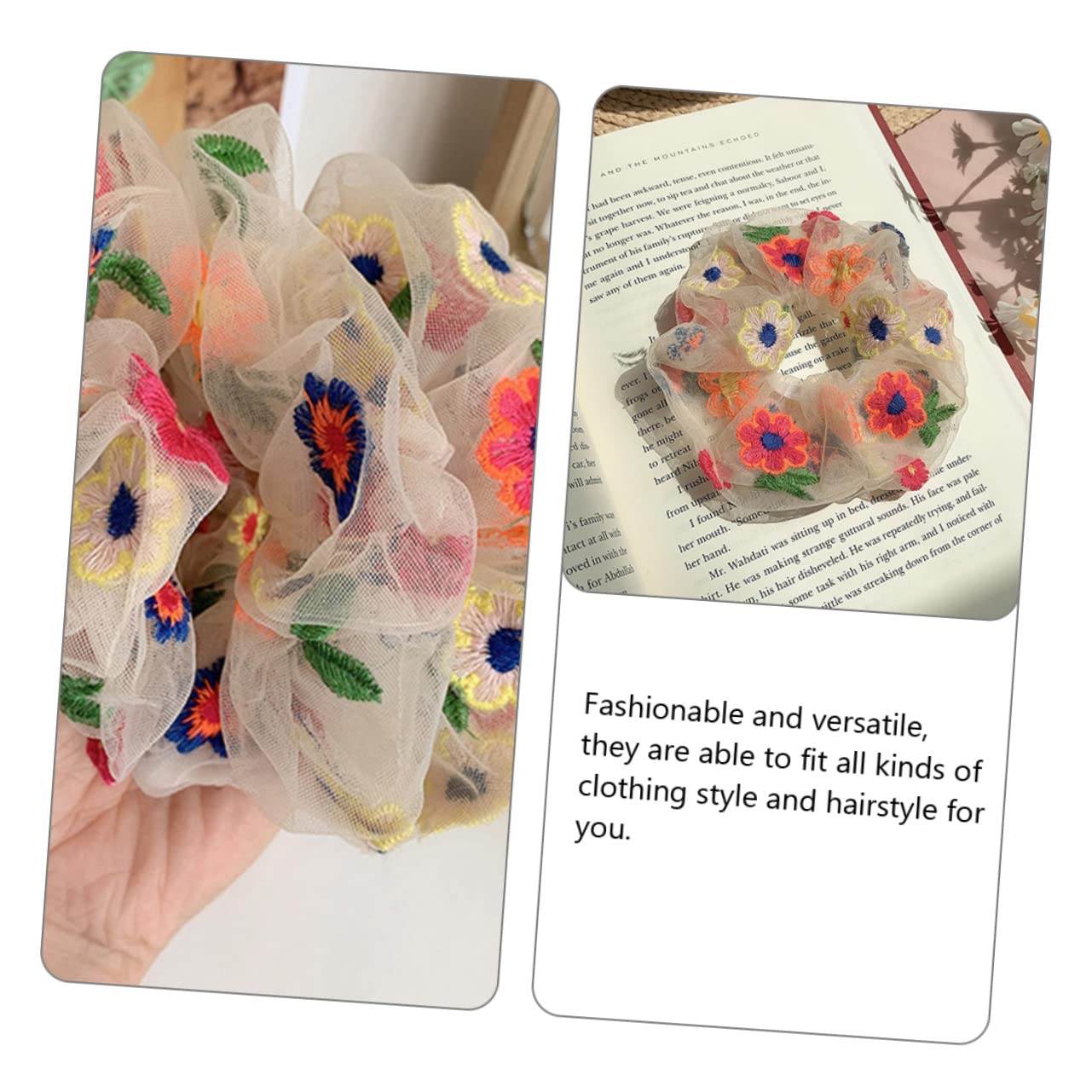 Healeved 24piezas Scrunchies De Malla Flores Bordadas Accesorios Para Cabello Coleteros Elásticos Para Mujeres Para Peinados y Uso Diario