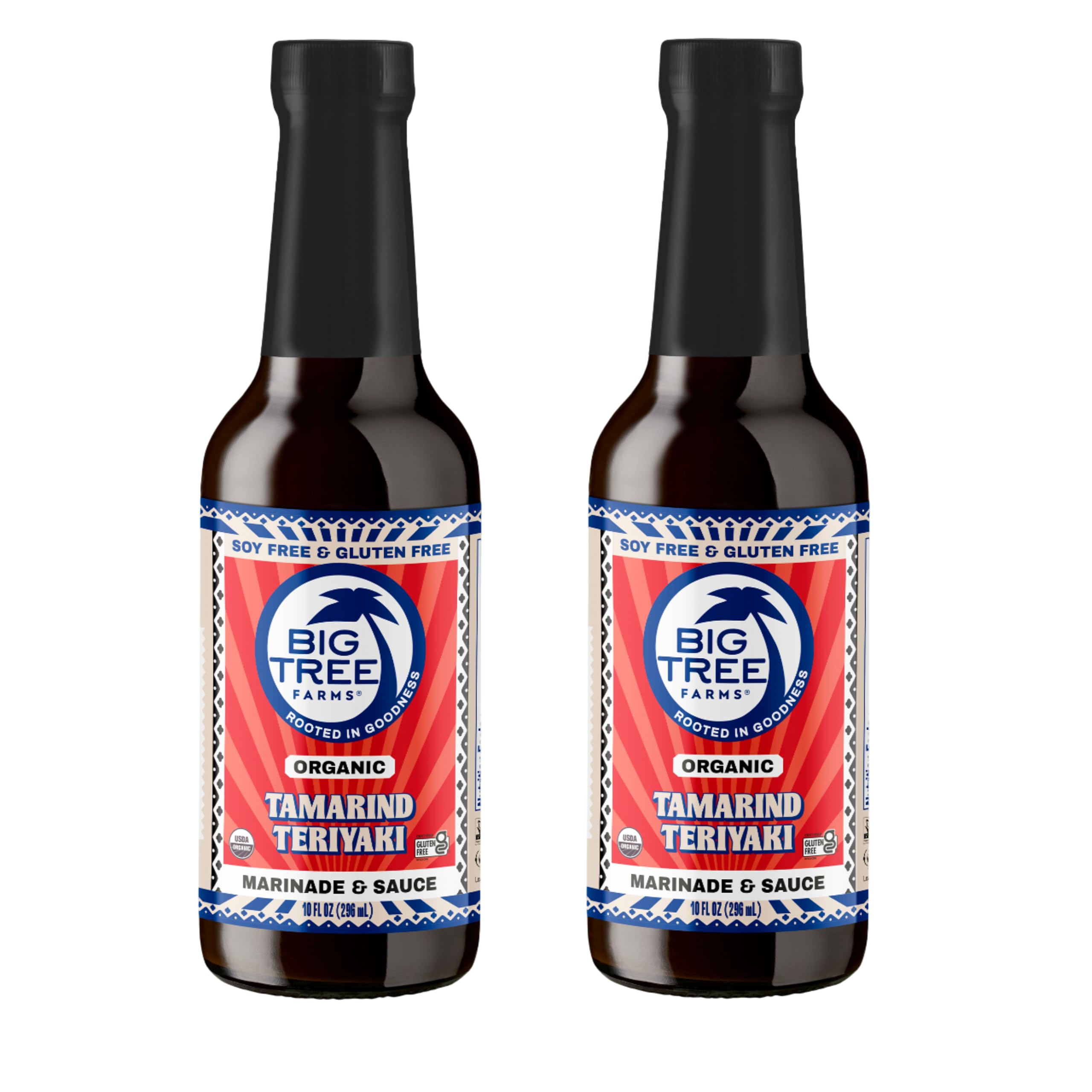 Big Tree Farms Organic Coco Aminos - Liquid Coconut Aminos, Soy-Free Sauce, Low Sodium, Soy Alternative, Gluten Free, Kosher, Marinade & Sauce, Non-GMO - Teriyaki, 10 Fl Oz (Pack of 2)