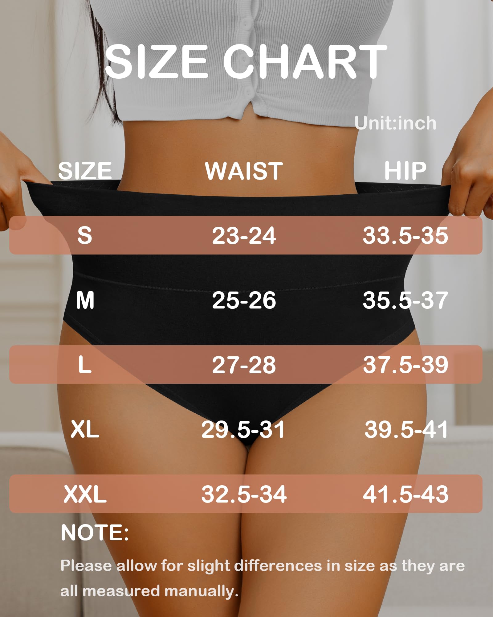 ASIMOON Ropa interior de bikini de cintura alta para mujer, bragas de algodón con control de abdomen, suaves, elásticas, sin rollitos, paquete múltiple