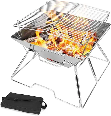 Odoland Folding Campfire Grill, 304 Stainless Steel Grate...
