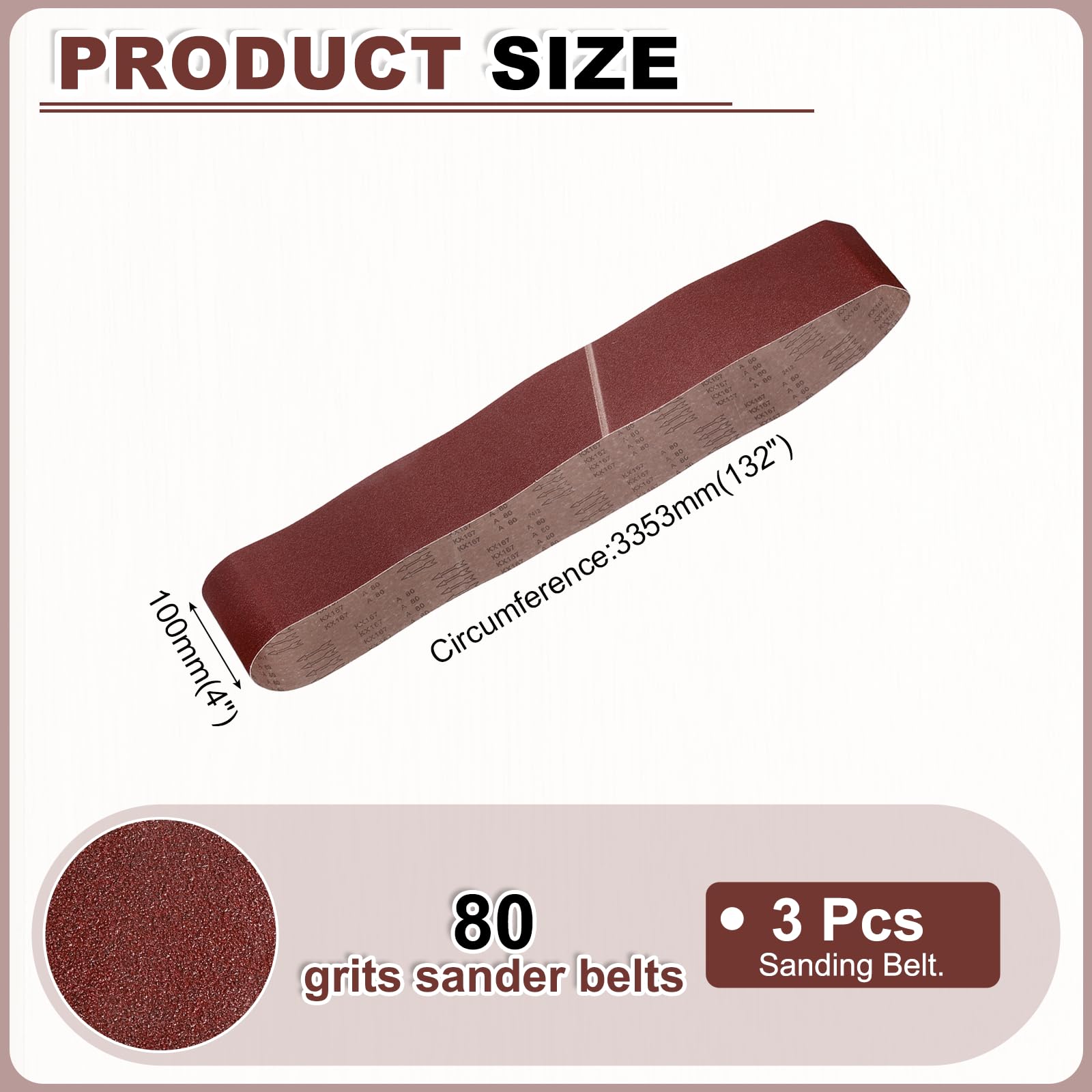 QUARKZMAN 3 Piezas 100mm x 3353mm Bandas De Lijado 80 Grit Banda Abrasiva | De óxido De Aluminio, Para Lijadora De Banda, Para Trabajo En Madera, Pulido De Metales, Afilador De Cuchillos