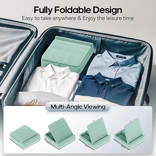 Miniatura 4 de KDD Soporte de almohada para tableta con almacenamiento, soporte plegable para iPad para cama, regazo y escritorio, base suave ajustable en ángulo