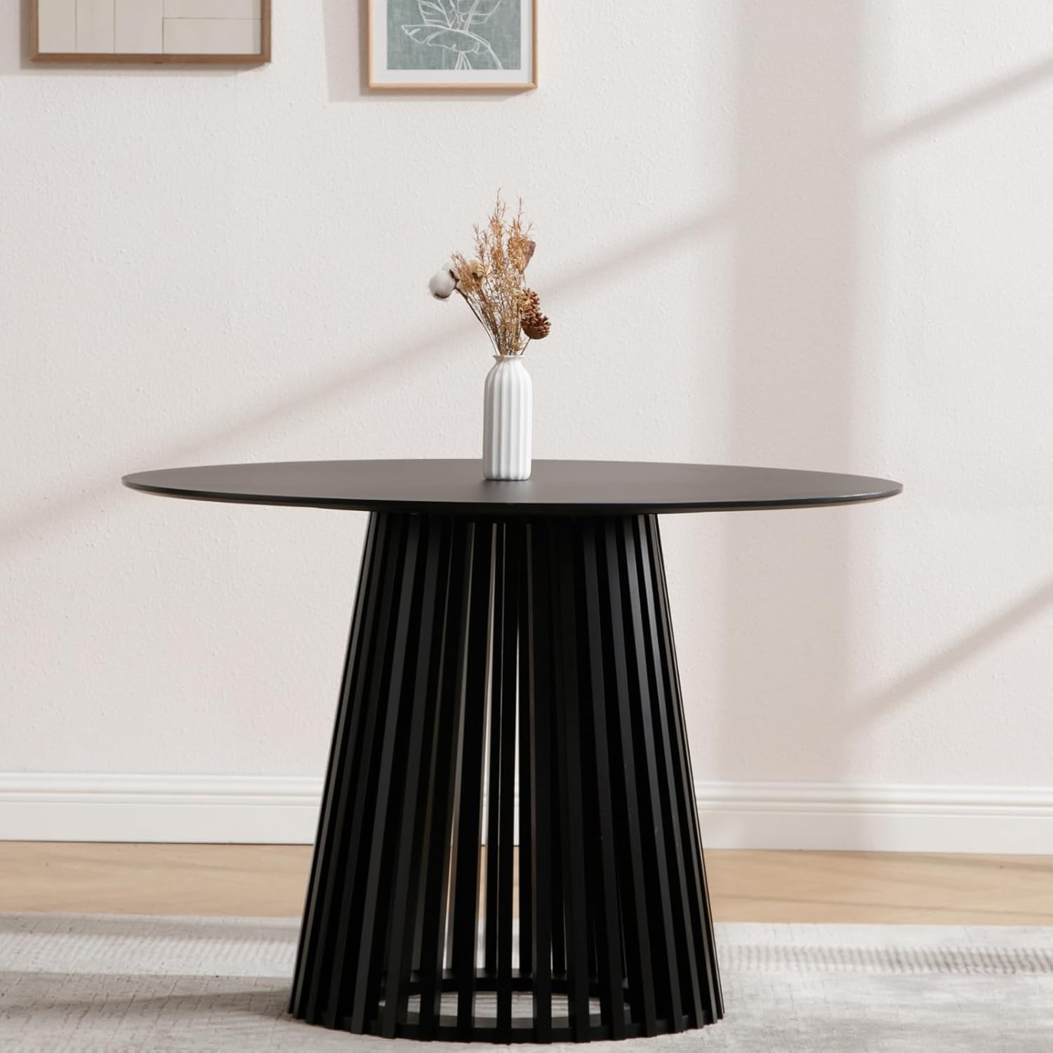 Wooden Dining Table for 4 People, 43 Inch Round Kitchen Table Small Dinner Table for Dining Room Kitchen Living Room, Black