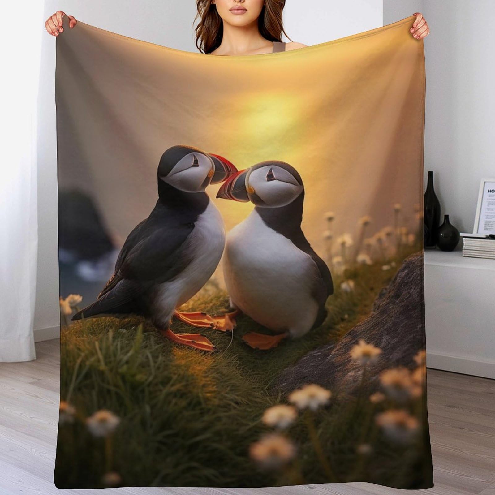 Couverture polaire oiseau flannel contre les nuits fraîches sur lit ou canapé