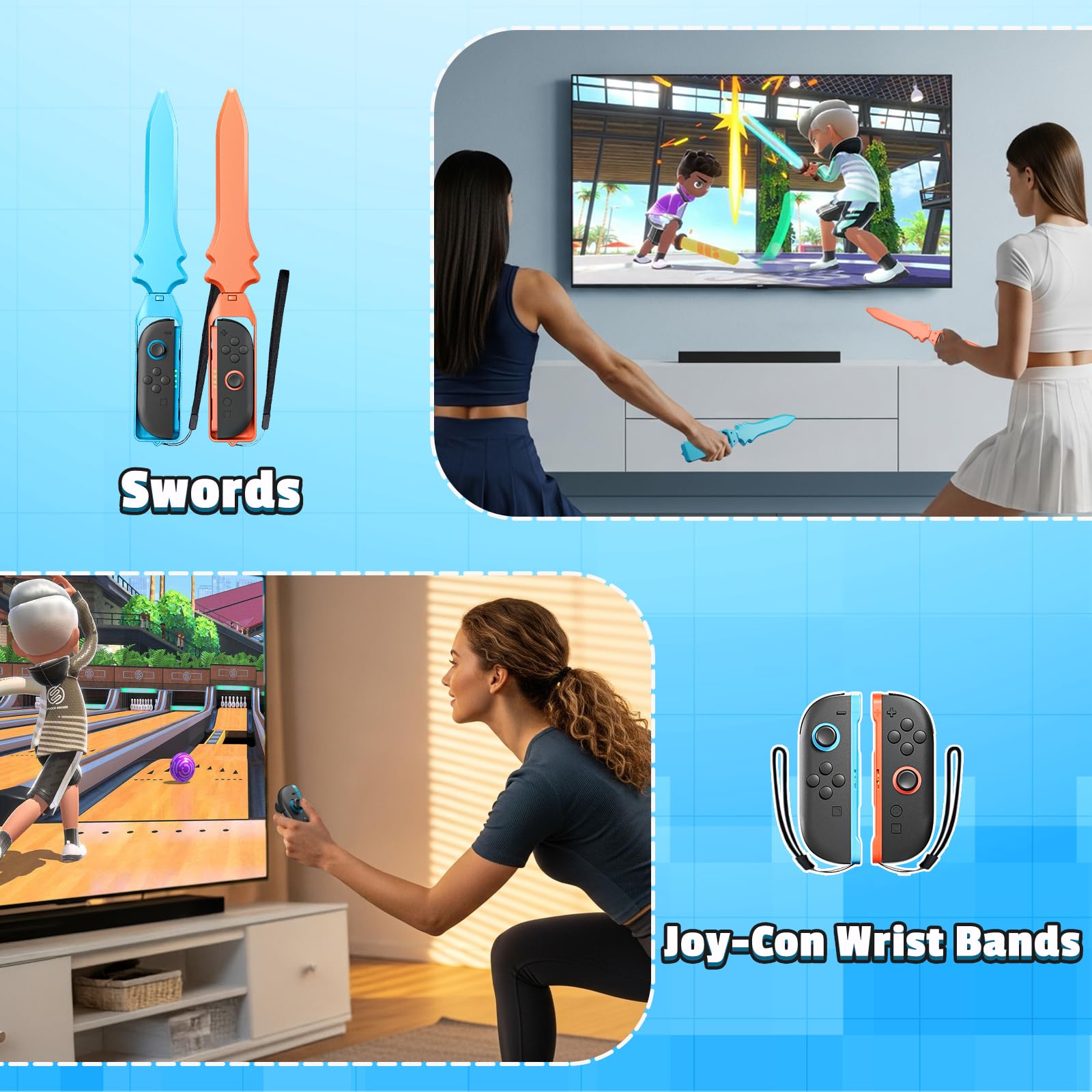 Switch 18 in 1 2 accessori sportivi, per Nintendo 2 2025 Switch Games, set di accessori per giochi divertenti per feste in famiglia per bambini/adulti Switch 2 giochi sportivi