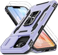 Vista 94 de DEERLAMN Funda para iPhone Air de 6.5 pulgadas con cubierta deslizante para cámara + protector de pantalla (2 paquetes), soporte de anillo giratorio