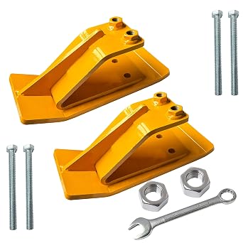 Tractor Bucket Protector,Double Lock Nuts and Bolts Anti-Slip Protector,2 Ski Side Protector,for Snow and Gravel Remova,Yellow