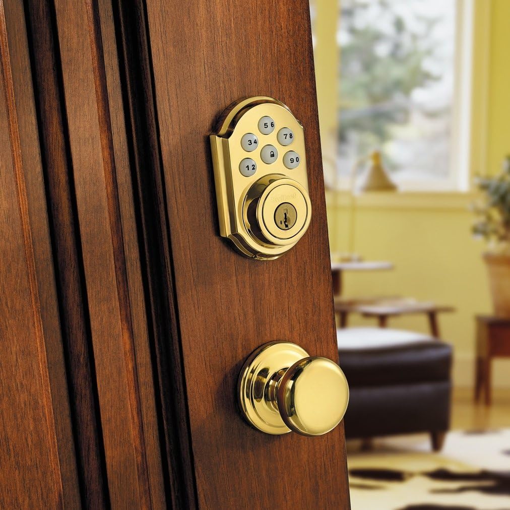 OLD MODEL: Kwikset 909 SmartCode® Electronic Deadbolt featuring SmartKey® in Lifetime Polished Brass