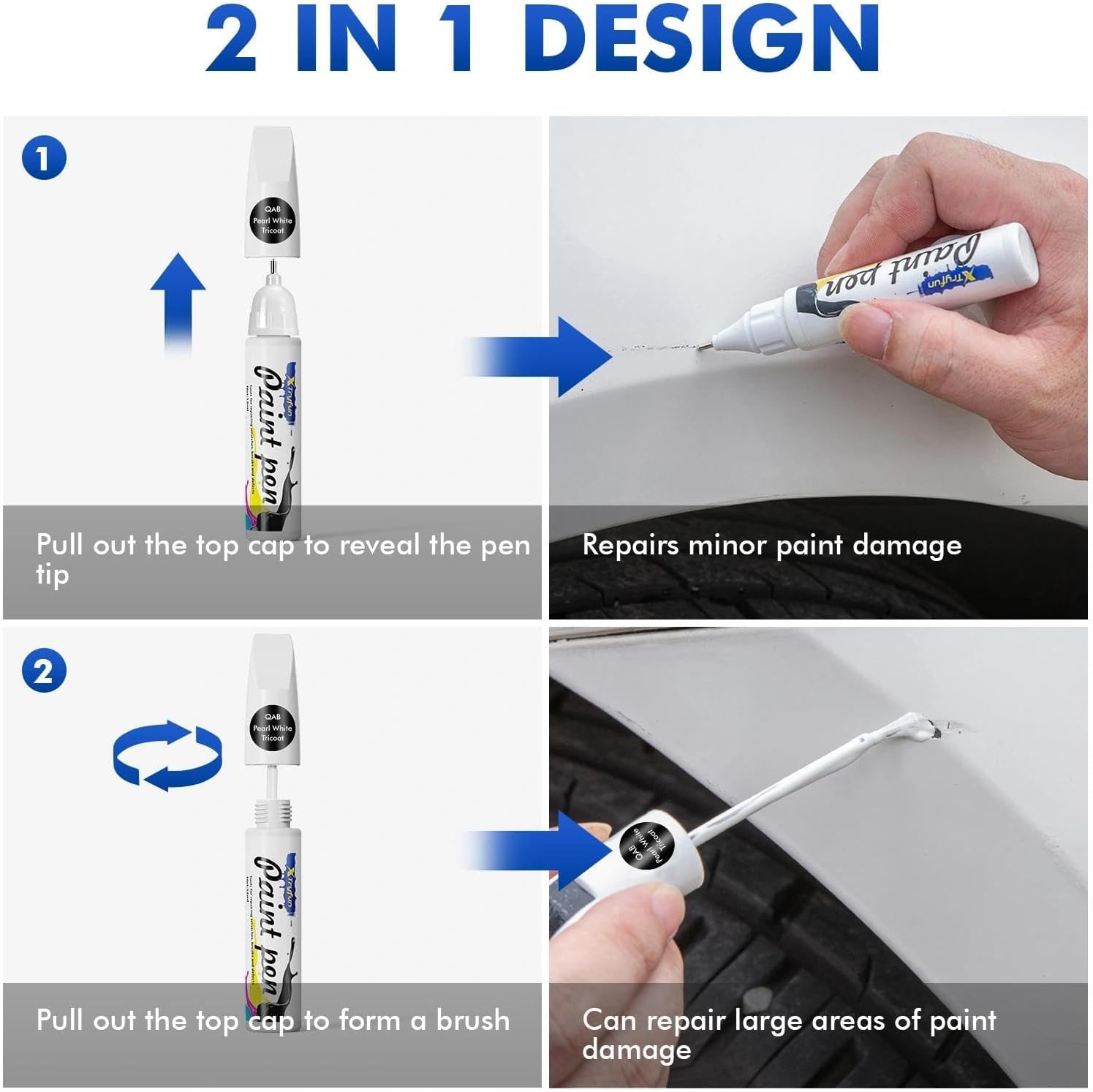 (QAC Aspen White Tricoat Car Touch Up Paint Compatible with Nissan, DIY Car Paint Scratch Repair, Automotive Paints, Quick & Easy Fix Scratch Repair for Sentra/Kicks/Versa/Armada