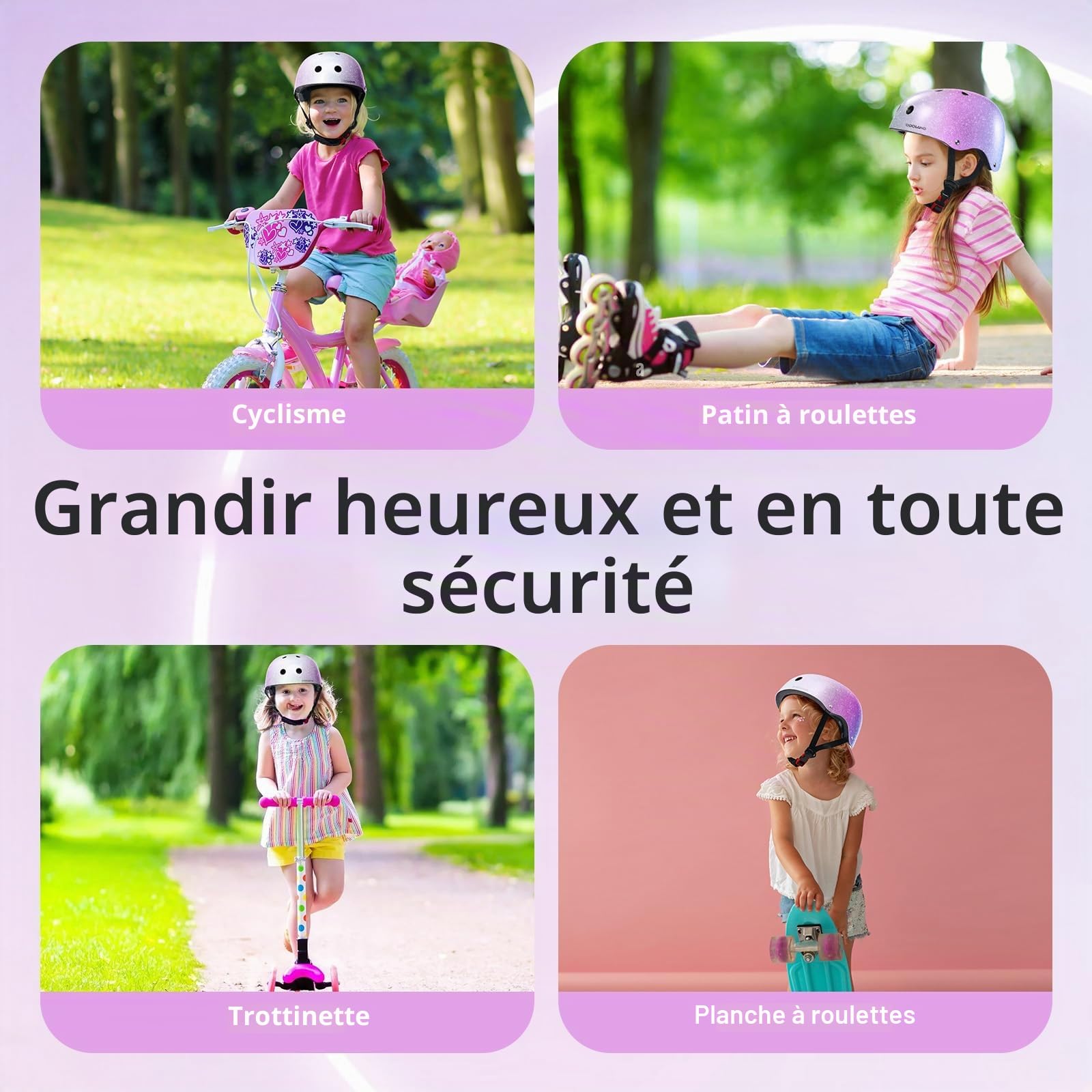 Odoland Casque de Vélo Enfant pour Garçons et Filles de 3 à 8 Ans, Casque Vélo Protection Enfant pour Cyclisme, Skateboard, Trottinette, Adjustable, Léger, Multiples Couleurs et Styles
