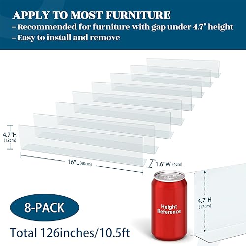 Miniatura 2 de Bloqueador de 126 pulgadas de longitud total para debajo del sofá, paquete de 8, 4.7 pulgadas de alto x 15.8 pulgadas cada uno, parachoques