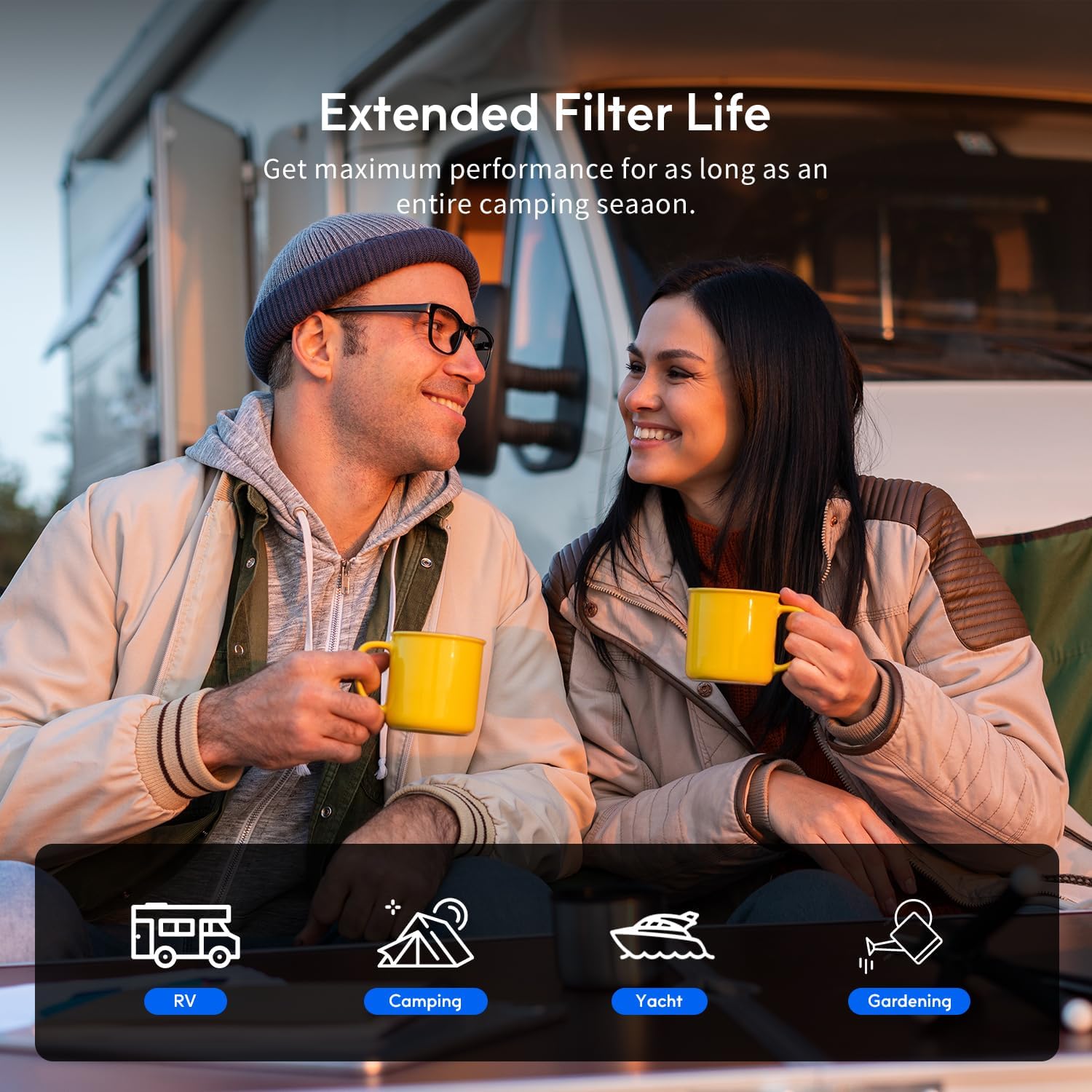 Lifefilter RV Inline Water Filter with Solid Brass 90 Degree Hose Elbow, Eliminates Stress and Strain On RV Water Intake Hose Fittings(4 Pack)